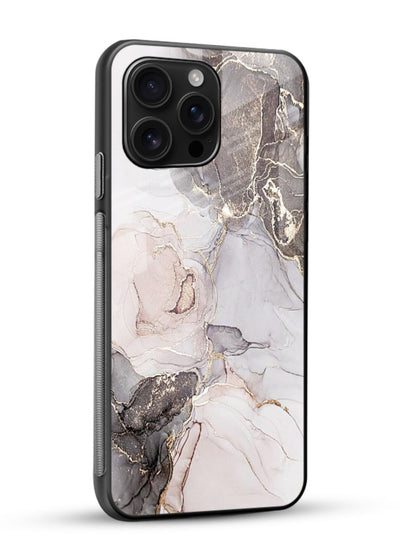 Aqua Gold Geode glossy vibrant premium glass back cover with aqua marble and gold geode accents - Angle Side