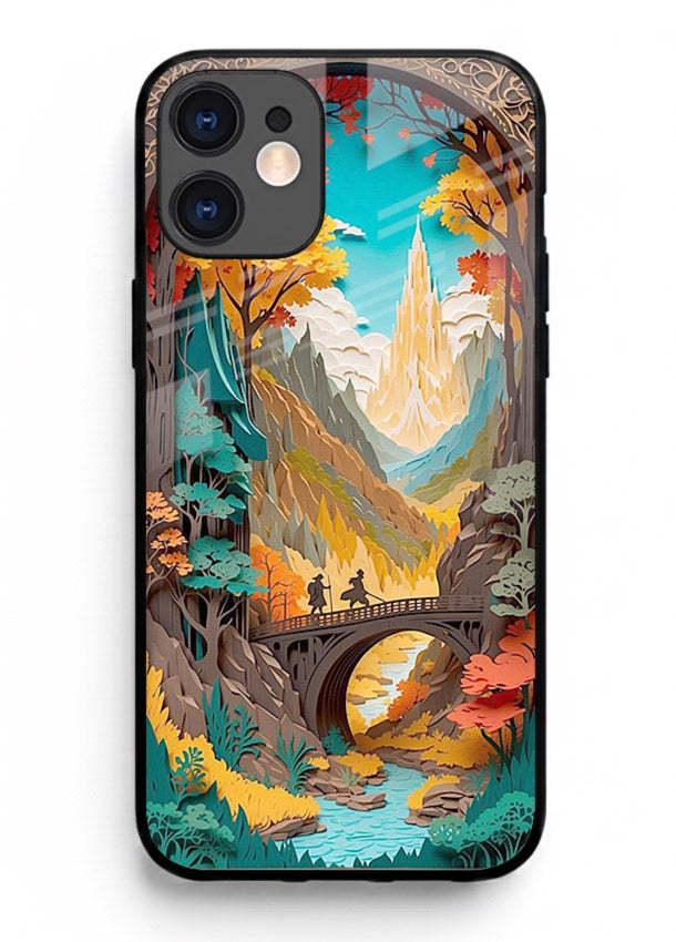 Arched Mountain Vista teal mountain arch artwork iphone 12 mini glass back cover