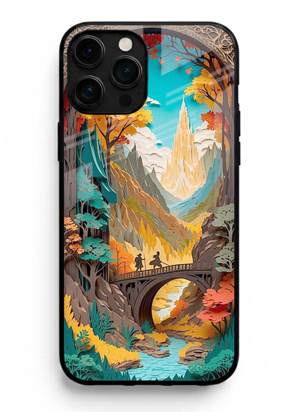 Arched Mountain Vista teal mountain arch artwork iphone 15 pro max glass back cover