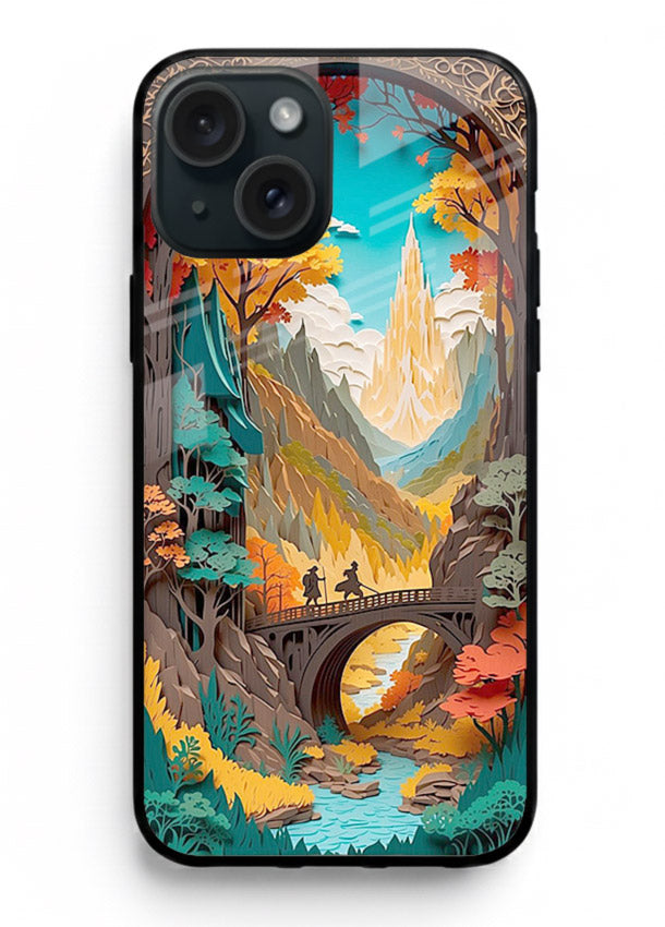 Arched Mountain Vista teal mountain arch artwork iphone 13 mini glass back cover