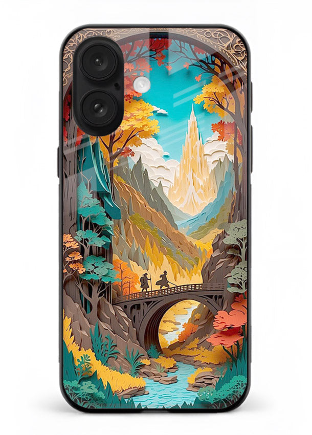 Arched Mountain Vista teal mountain arch artwork iphone 16 plus glass back cover