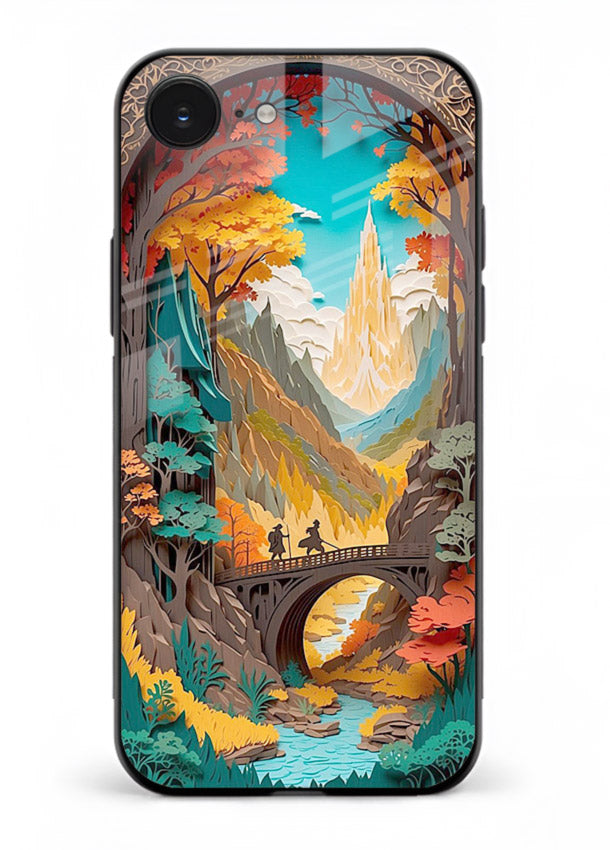 Arched Mountain Vista teal mountain arch artwork iphone 16e glass back cover