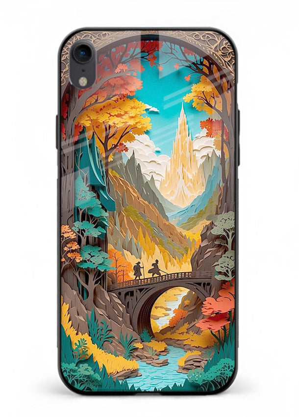 Arched Mountain Vista teal mountain arch artwork iphone xr glass back cover