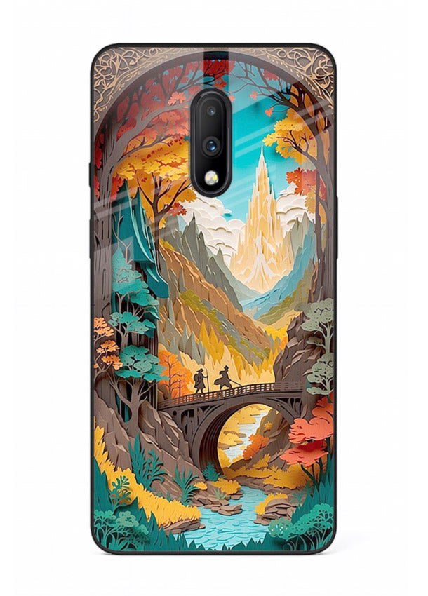 Arched Mountain Vista teal mountain arch artwork OnePlus 7 glass back cover