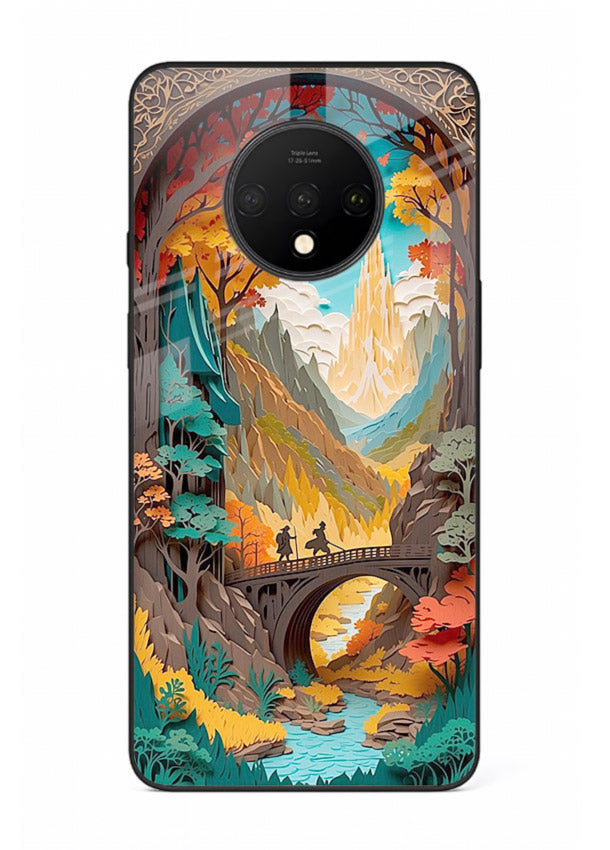 Arched Mountain Vista teal mountain arch artwork OnePlus 7T glass back cover