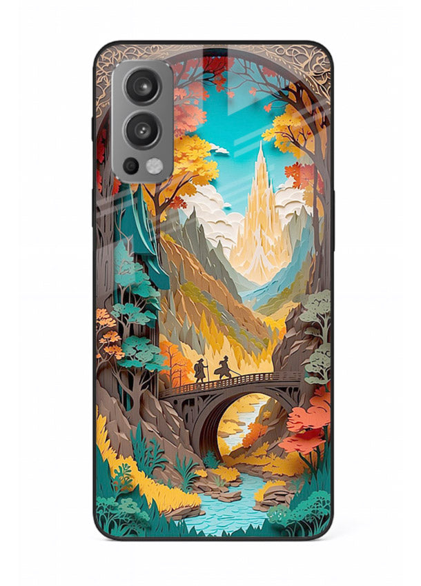 Arched Mountain Vista teal mountain arch artwork OnePlus Nord 2 glass back cover
