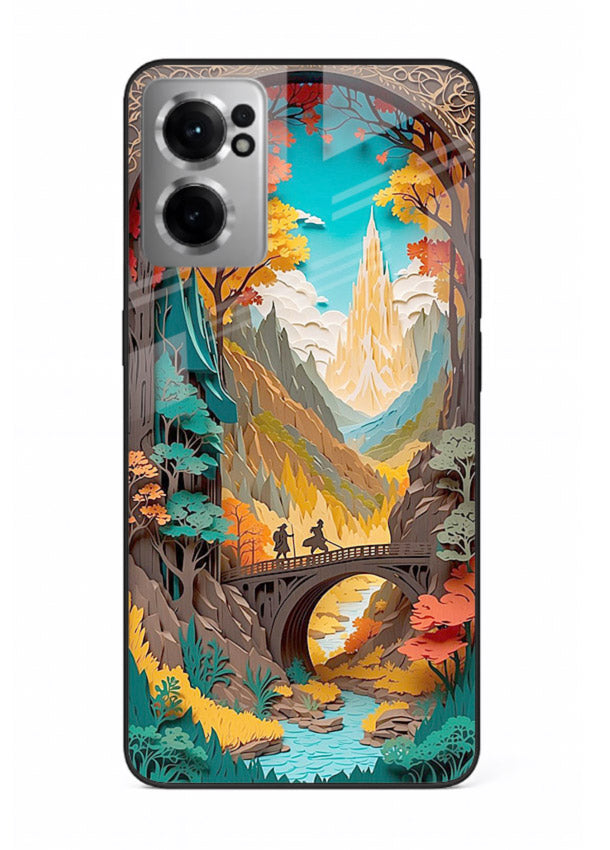 Arched Mountain Vista teal mountain arch artwork OnePlus Nord CE2 5G glass back cover