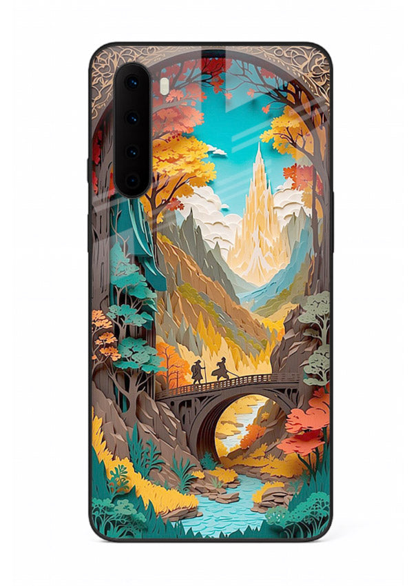 Arched Mountain Vista teal mountain arch artwork OnePlus Nord glass back cover