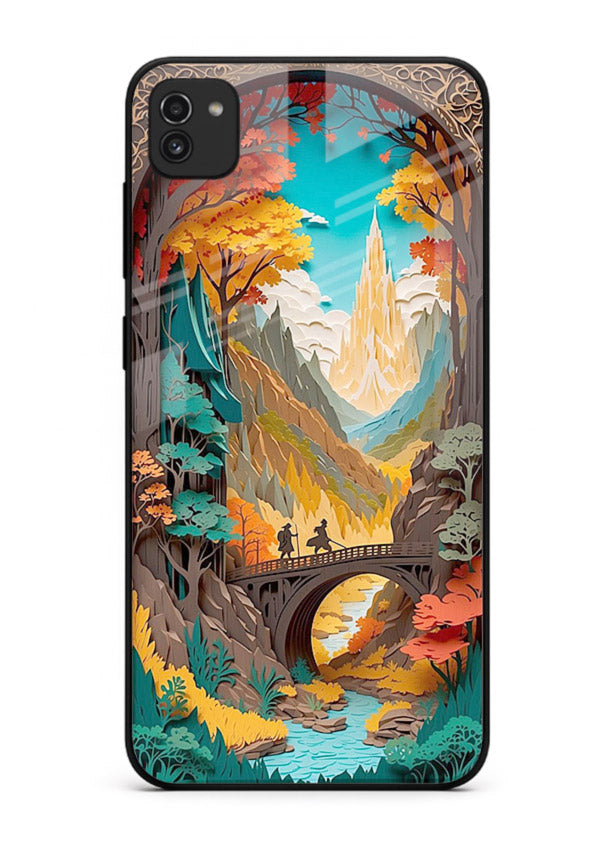 Arched Mountain Vista teal mountain arch artwork Samsung A03 glass back cover