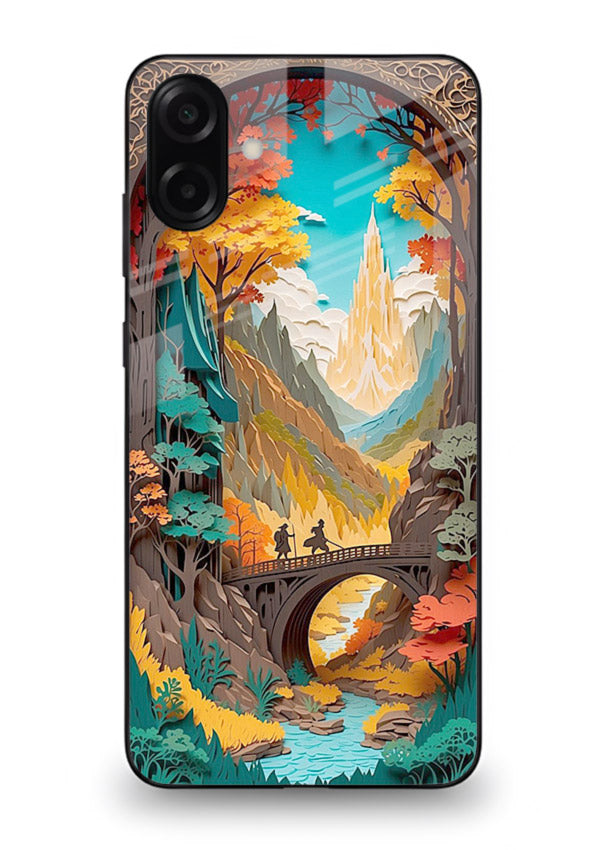 Arched Mountain Vista teal mountain arch artwork Samsung M13 5G glass back cover