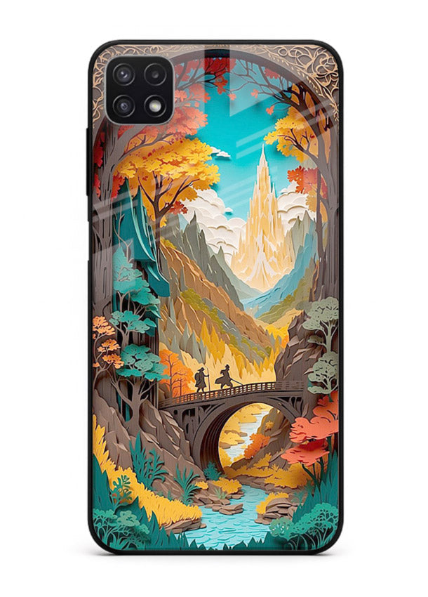 Arched Mountain Vista teal mountain arch artwork Samsung F42 5G glass back cover