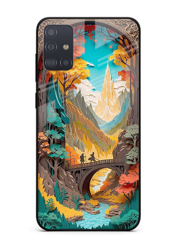 Arched Mountain Vista teal mountain arch artwork Samsung A71 glass back cover