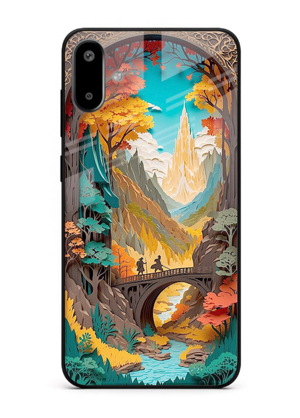 Arched Mountain Vista teal mountain arch artwork Samsung F06 5G glass back cover