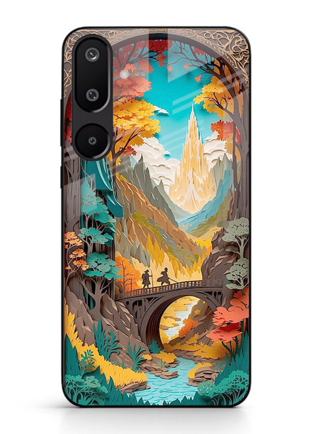 Arched Mountain Vista teal mountain arch artwork Samsung F16 5G glass back cover