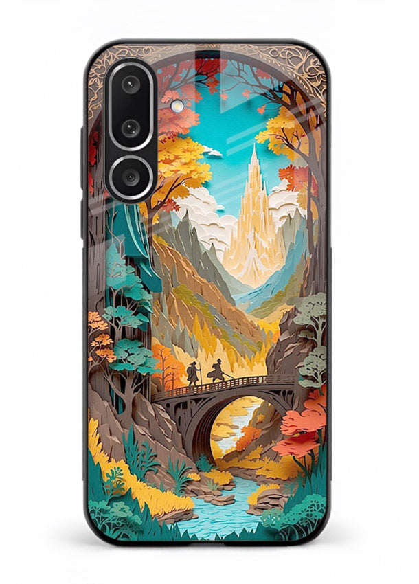Arched Mountain Vista teal mountain arch artwork Samsung F56 5G glass back cover