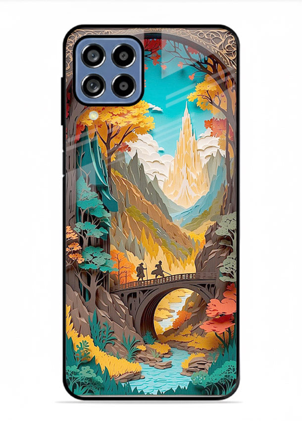 Arched Mountain Vista teal mountain arch artwork Samsung F22 4G glass back cover