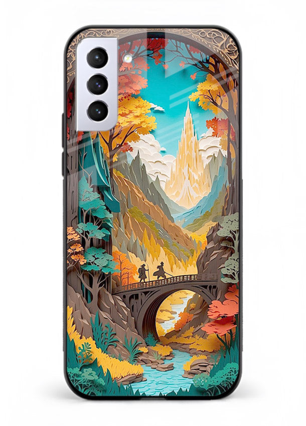 Arched Mountain Vista teal mountain arch artwork Samsung S21 FE glass back cover