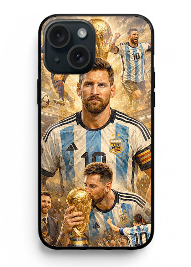 Argentina football montage artwork on glossy tempered glass iPhone 15 back cover