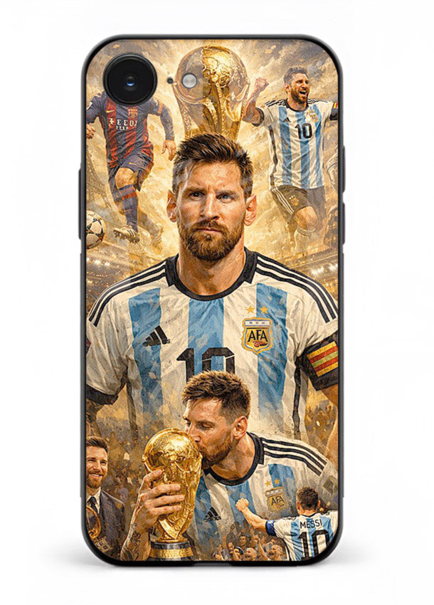 Argentina football montage artwork on glossy tempered glass iPhone 16E back cover