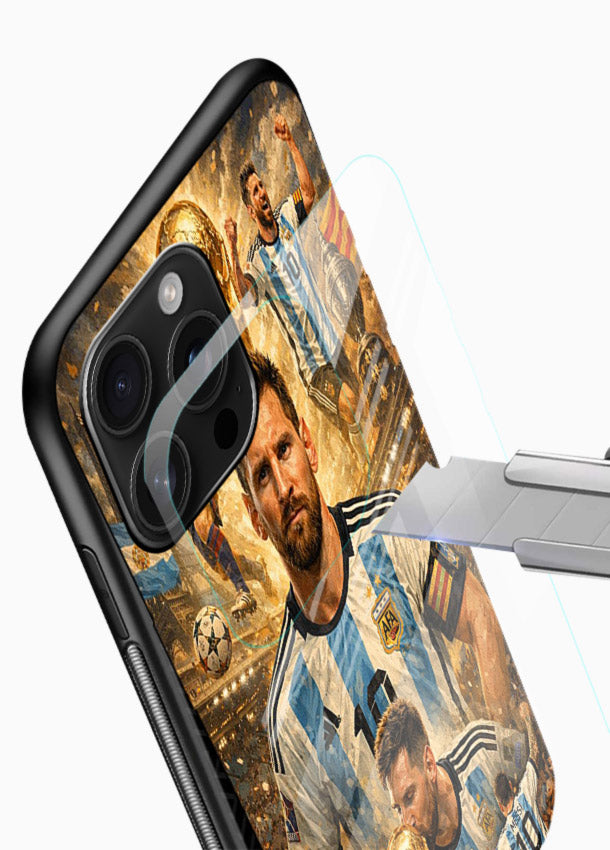 Argentina football montage artwork on glossy tempered glass mobile cover - 4