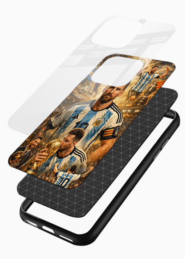 Argentina football montage artwork on glossy tempered glass mobile cover - 3