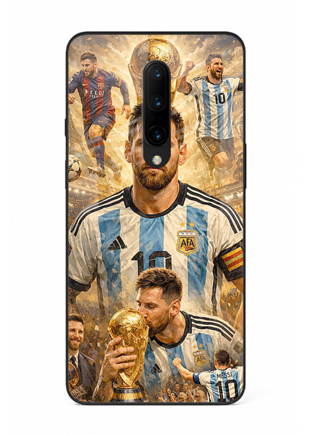 Argentina football montage artwork on glossy tempered glass OnePlus 8 back cover