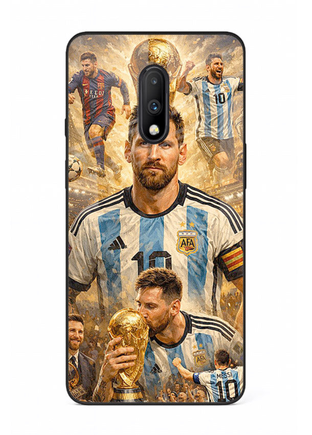 Argentina football montage artwork on glossy tempered glass OnePlus 7 back cover