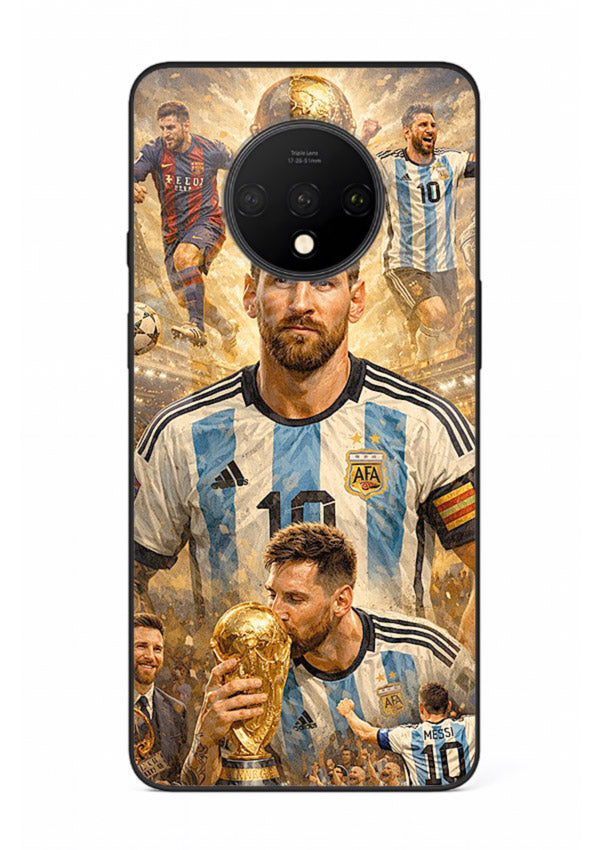 Argentina football montage artwork on glossy tempered glass OnePlus 7T back cover