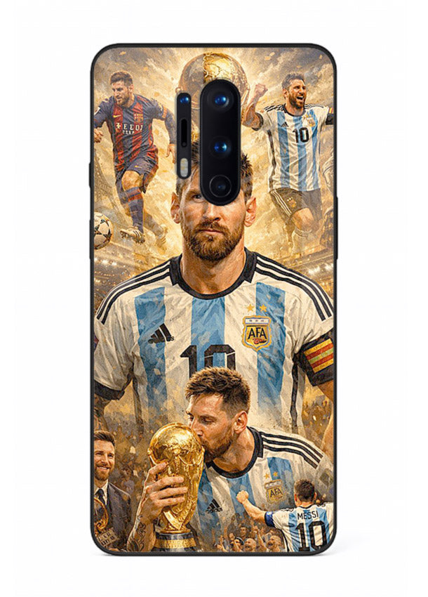 Argentina football montage artwork on glossy tempered glass OnePlus 8 Pro back cover
