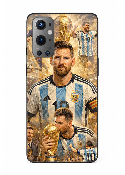 Argentina football montage artwork on glossy tempered glass OnePlus 9 back cover