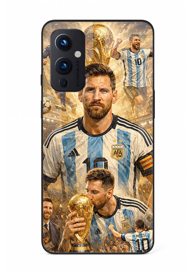 Argentina football montage artwork on glossy tempered glass OnePlus 9 Pro back cover