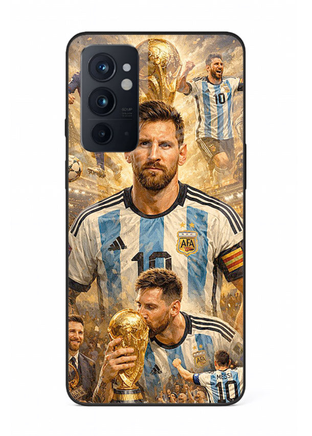 Argentina football montage artwork on glossy tempered glass OnePlus 9RT back cover