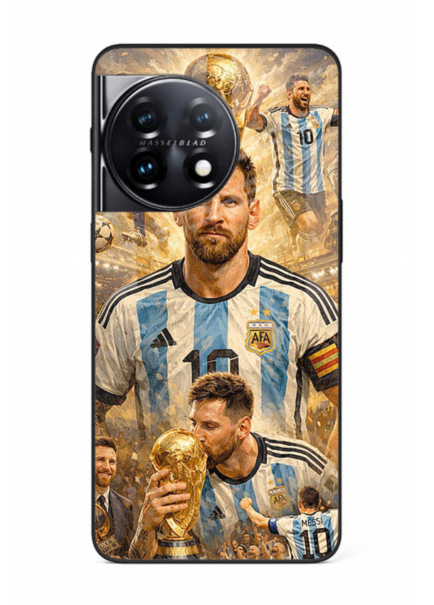 Argentina football montage artwork on glossy tempered glass OnePlus 11 back cover