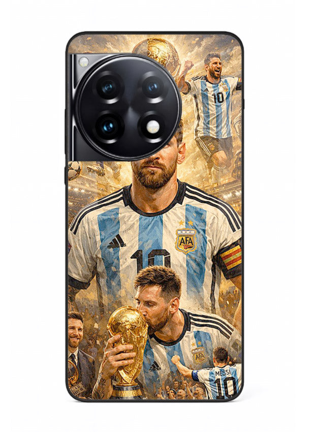 Argentina football montage artwork on glossy tempered glass OnePlus 12R back cover