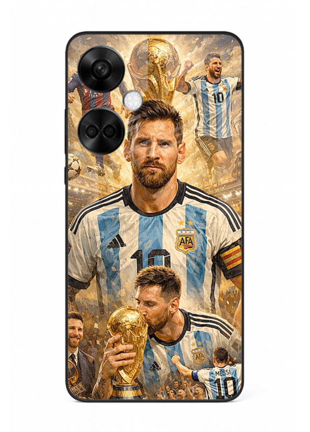 Argentina football montage artwork on glossy tempered glass OnePlus Nord CE3 back cover