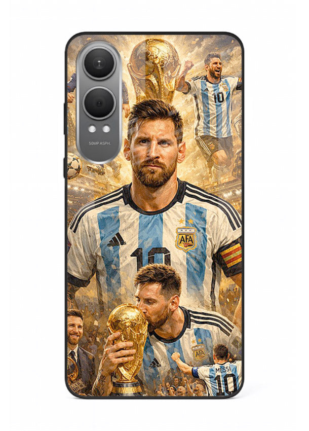 Argentina football montage artwork on glossy tempered glass OnePlus Nord CE4 Lite back cover