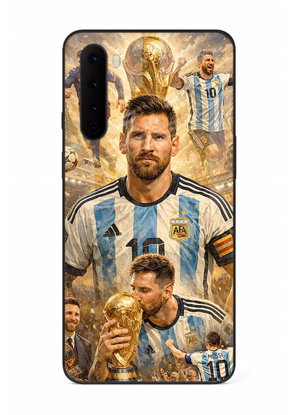Argentina football montage artwork on glossy tempered glass OnePlus Nord back cover