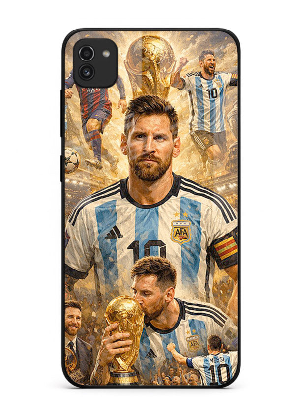 Argentina football montage artwork on glossy tempered glass Samsung A03 back cover