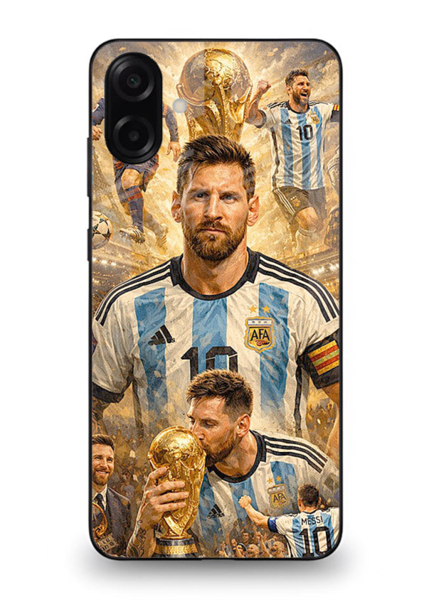 Argentina football montage artwork on glossy tempered glass Samsung A07 4G back cover