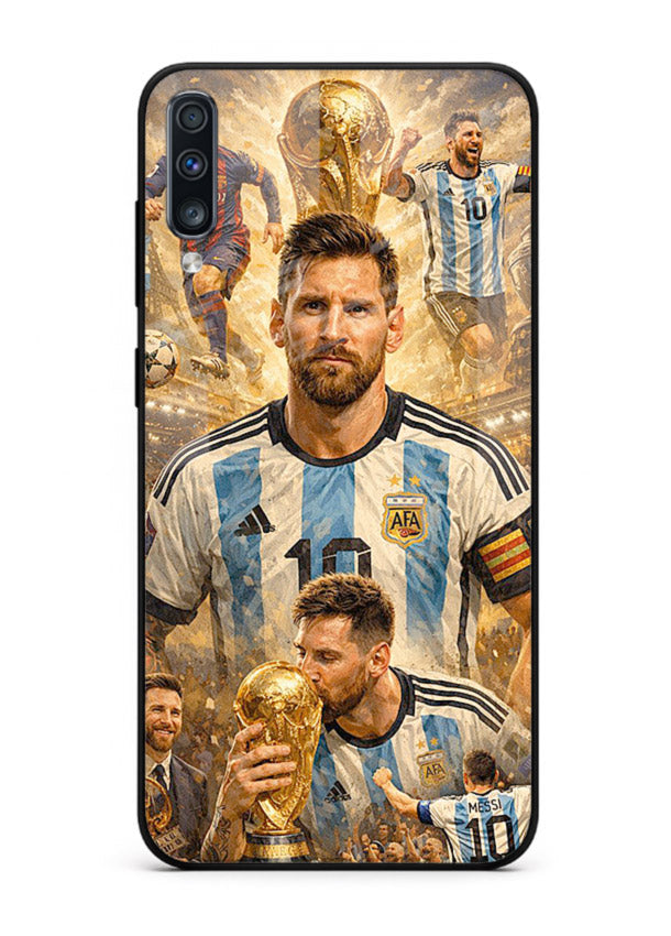 Argentina football montage artwork on glossy tempered glass Samsung A70 back cover