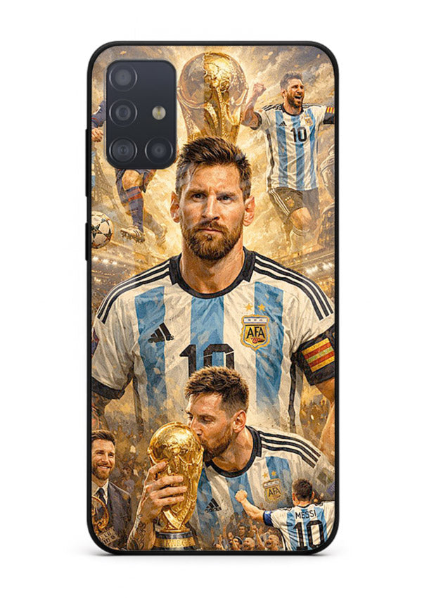 Argentina football montage artwork on glossy tempered glass Samsung A51 back cover