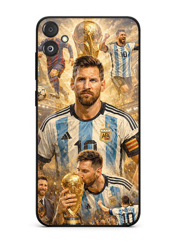 Argentina football montage artwork on glossy tempered glass Samsung A04e back cover