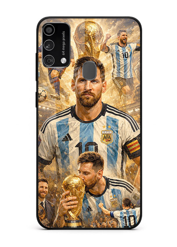 Argentina football montage artwork on glossy tempered glass Samsung F41 back cover