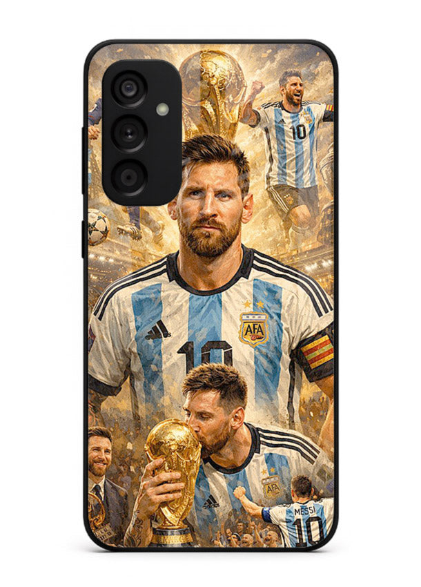 Argentina football montage artwork on glossy tempered glass Samsung A34 5G back cover