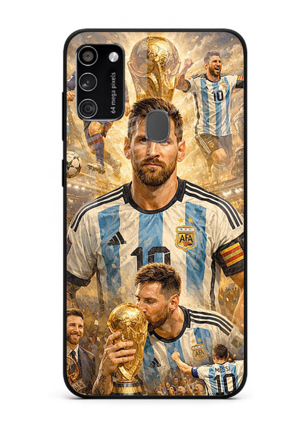 Argentina football montage artwork on glossy tempered glass Samsung M30s back cover