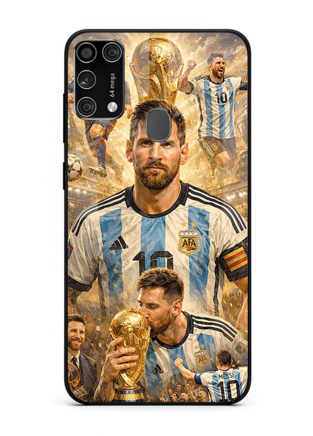 Argentina football montage artwork on glossy tempered glass Samsung M31 Prime back cover