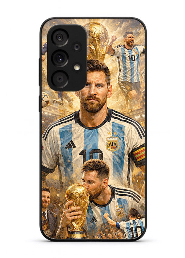 Argentina football montage artwork on glossy tempered glass Samsung A13 back cover