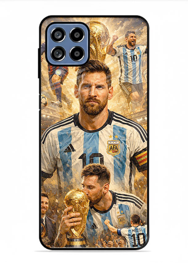 Argentina football montage artwork on glossy tempered glass Samsung A22 4G back cover