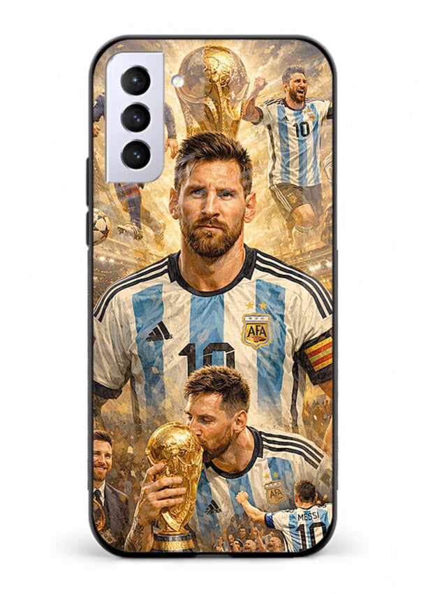 Argentina football montage artwork on glossy tempered glass Samsung S21 FE back cover