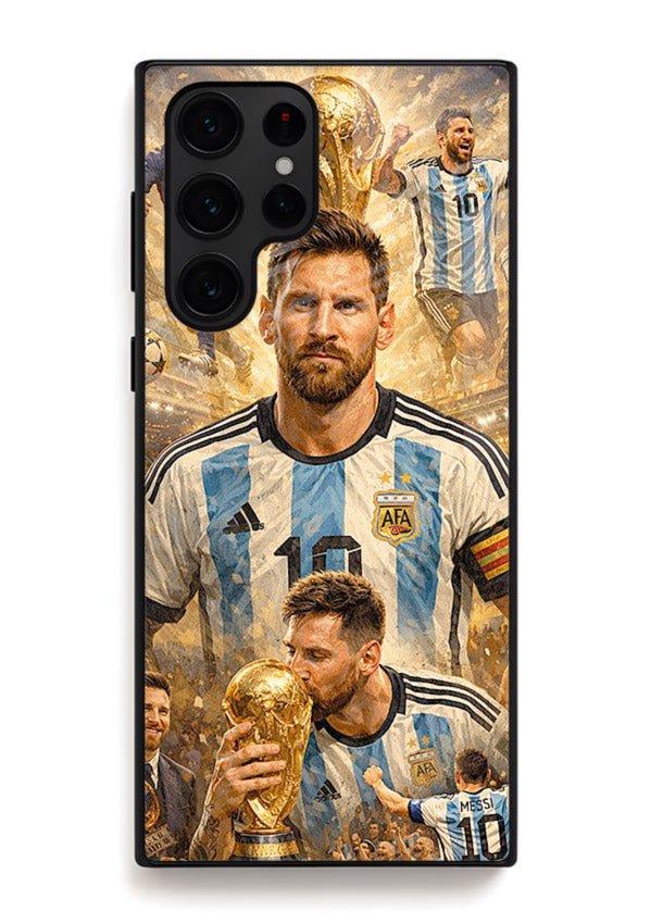 Argentina football montage artwork on glossy tempered glass Samsung S22 Ultra back cover